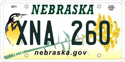 NE license plate XNA260