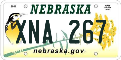 NE license plate XNA267
