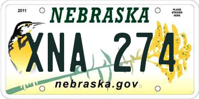 NE license plate XNA274