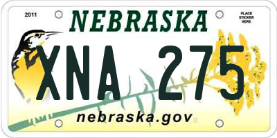NE license plate XNA275