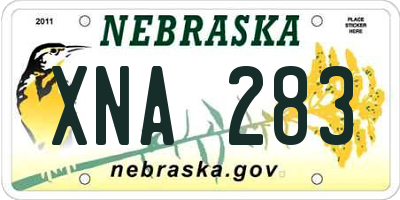NE license plate XNA283