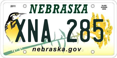NE license plate XNA285