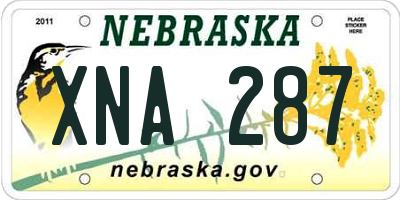 NE license plate XNA287