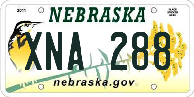 NE license plate XNA288