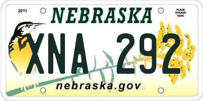 NE license plate XNA292