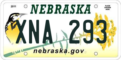 NE license plate XNA293