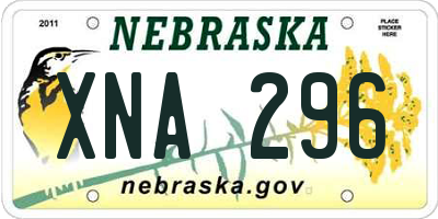 NE license plate XNA296