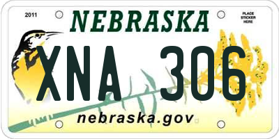 NE license plate XNA306