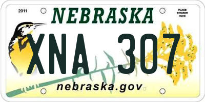 NE license plate XNA307