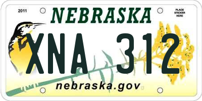 NE license plate XNA312