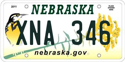 NE license plate XNA346