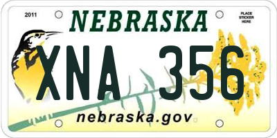 NE license plate XNA356
