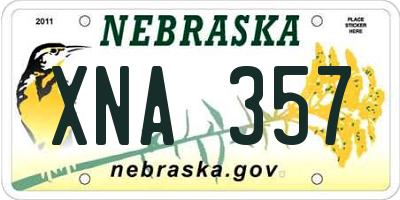 NE license plate XNA357