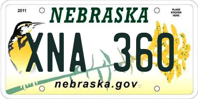 NE license plate XNA360