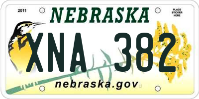 NE license plate XNA382