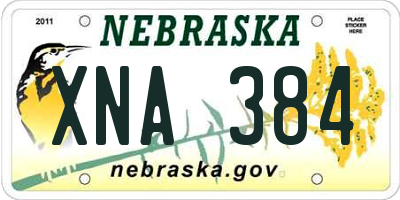 NE license plate XNA384