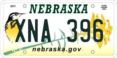 NE license plate XNA396