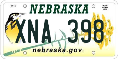NE license plate XNA398