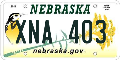 NE license plate XNA403