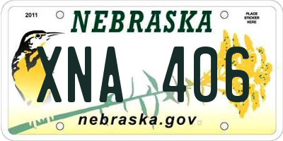 NE license plate XNA406