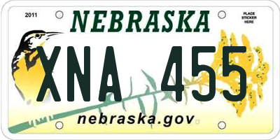 NE license plate XNA455