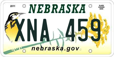 NE license plate XNA459