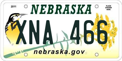 NE license plate XNA466