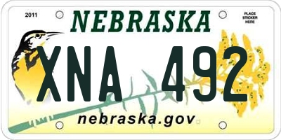 NE license plate XNA492