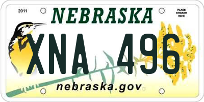 NE license plate XNA496
