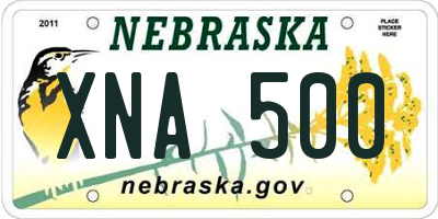 NE license plate XNA500