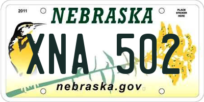 NE license plate XNA502