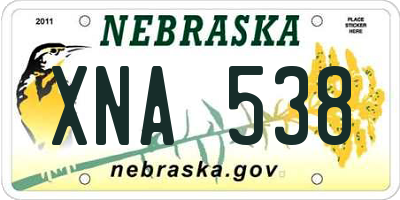 NE license plate XNA538