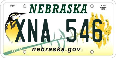NE license plate XNA546