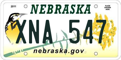 NE license plate XNA547