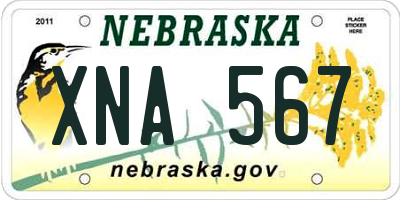 NE license plate XNA567