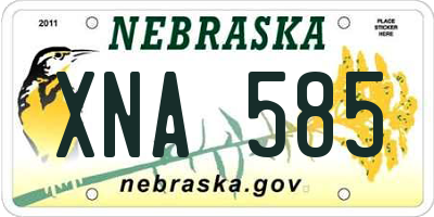 NE license plate XNA585