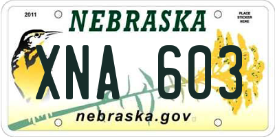 NE license plate XNA603