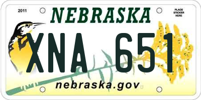 NE license plate XNA651