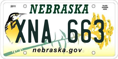 NE license plate XNA663