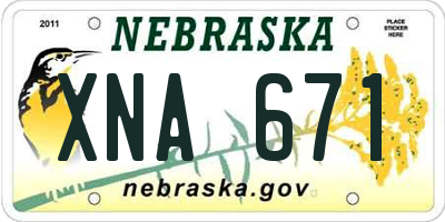 NE license plate XNA671