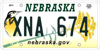 NE license plate XNA674