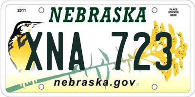 NE license plate XNA723
