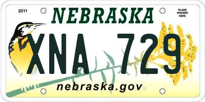 NE license plate XNA729