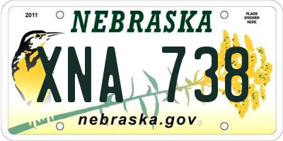 NE license plate XNA738