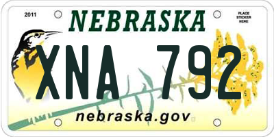 NE license plate XNA792