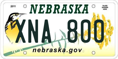 NE license plate XNA800