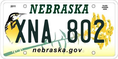 NE license plate XNA802