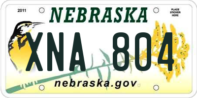 NE license plate XNA804
