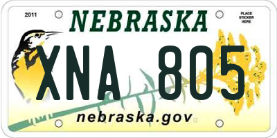 NE license plate XNA805