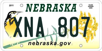 NE license plate XNA807